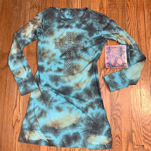 90’s NWT DEADSTOCK TIE DYE STUDDED FESTIVAL DRESS. MALTESE CROSS GRUNGE. - Picture 5 of 9